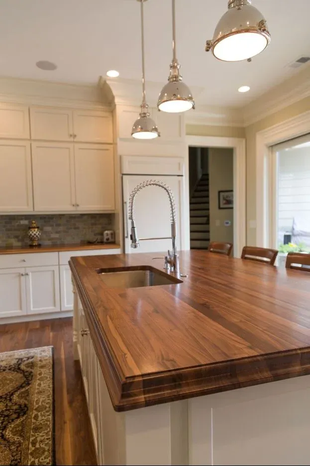 Butcher block countertop in a Washington DC kitchen